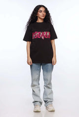 Black Oversized Shirt for Women | Pink Riches Logo | Revolve