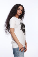 White Slim Fit Shirt for Women | Riches Embossed Print | Revolve