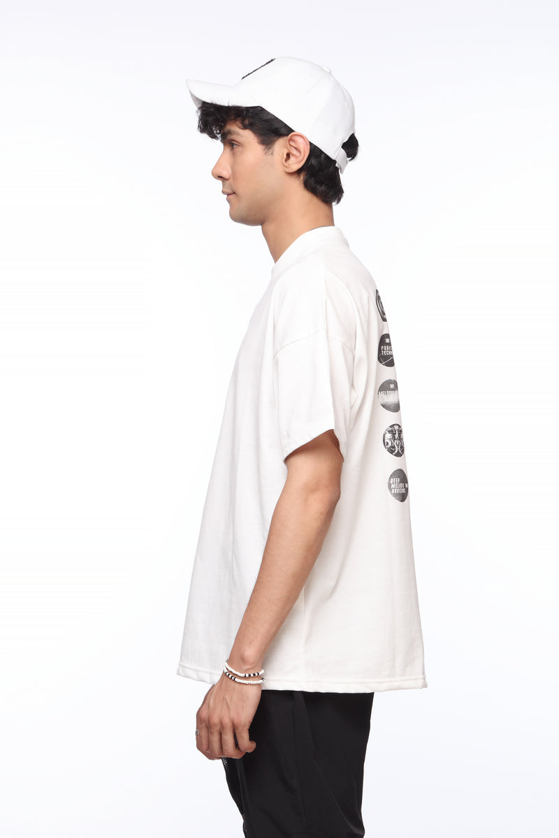 White Oversized Shirt for Men | "EDM" Print | Revolve