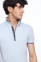 Light Blue Basic Zipper Polo Shirt for Men | Revolve