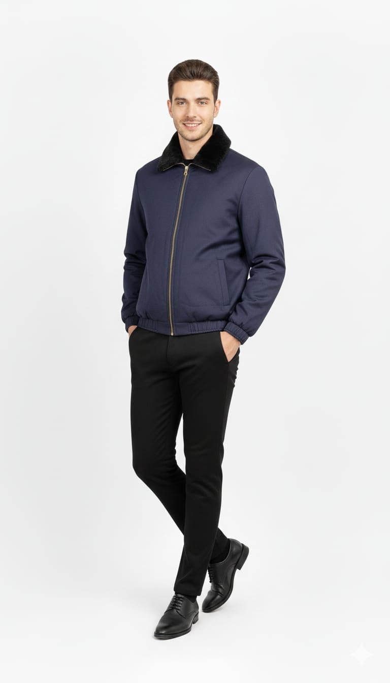 Cotton Fur Jacket - Blue