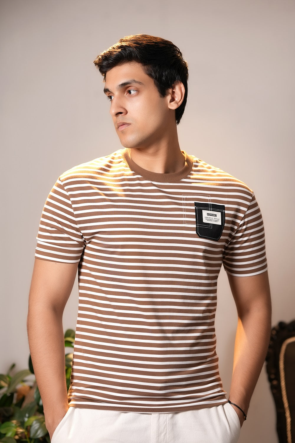 Brown Round Neck T-Shirts for Men