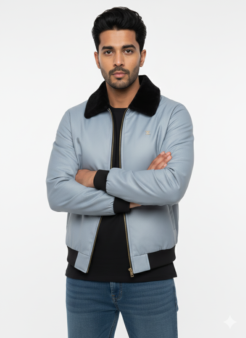 Cotton Fur Jacket - Powder Blue