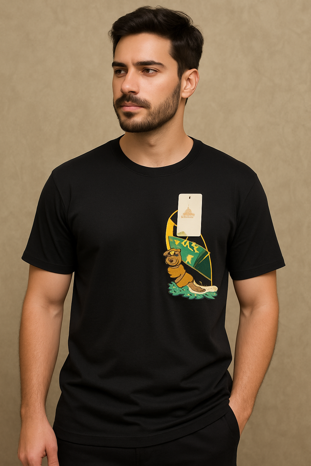 Riches Bear Surf Graphic Tee – Black Edition