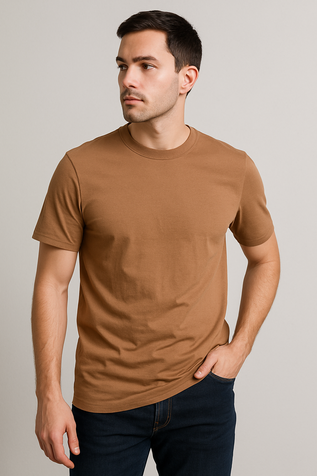Classic Brown Crew Neck T-Shirt