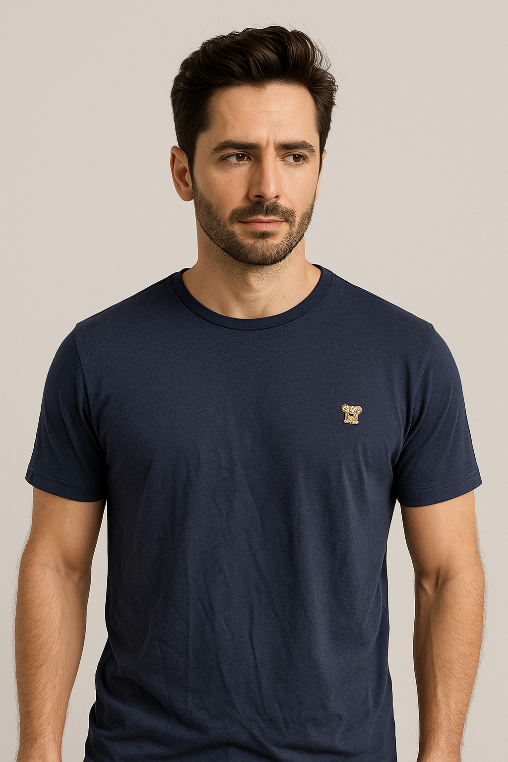 Midnight Navy Crew Neck Tee – Signature Bear Edition