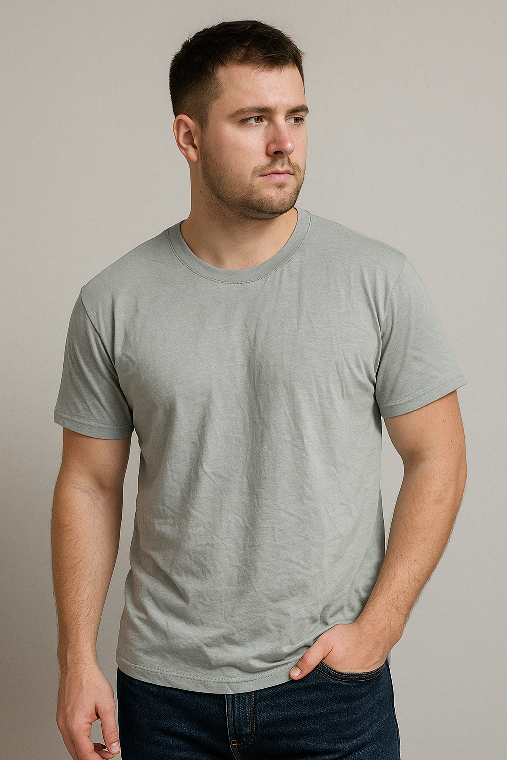 Urban Slate Gray Crew Neck T-Shirt