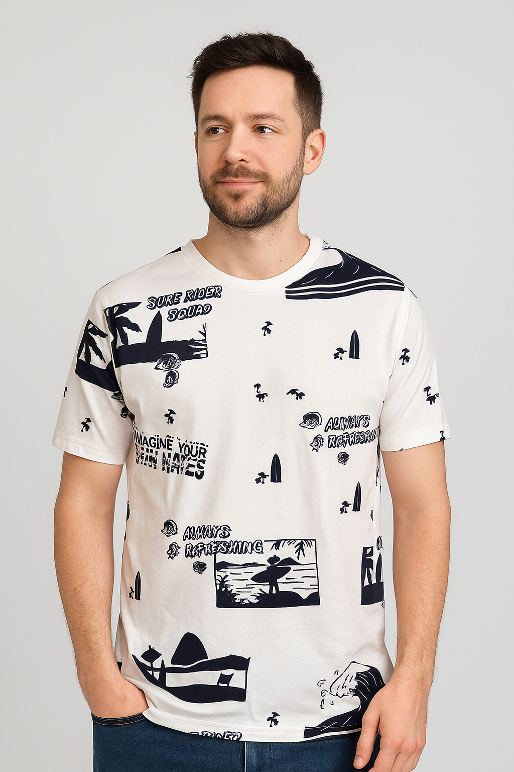 Surf Rider Graphic White T-Shirt