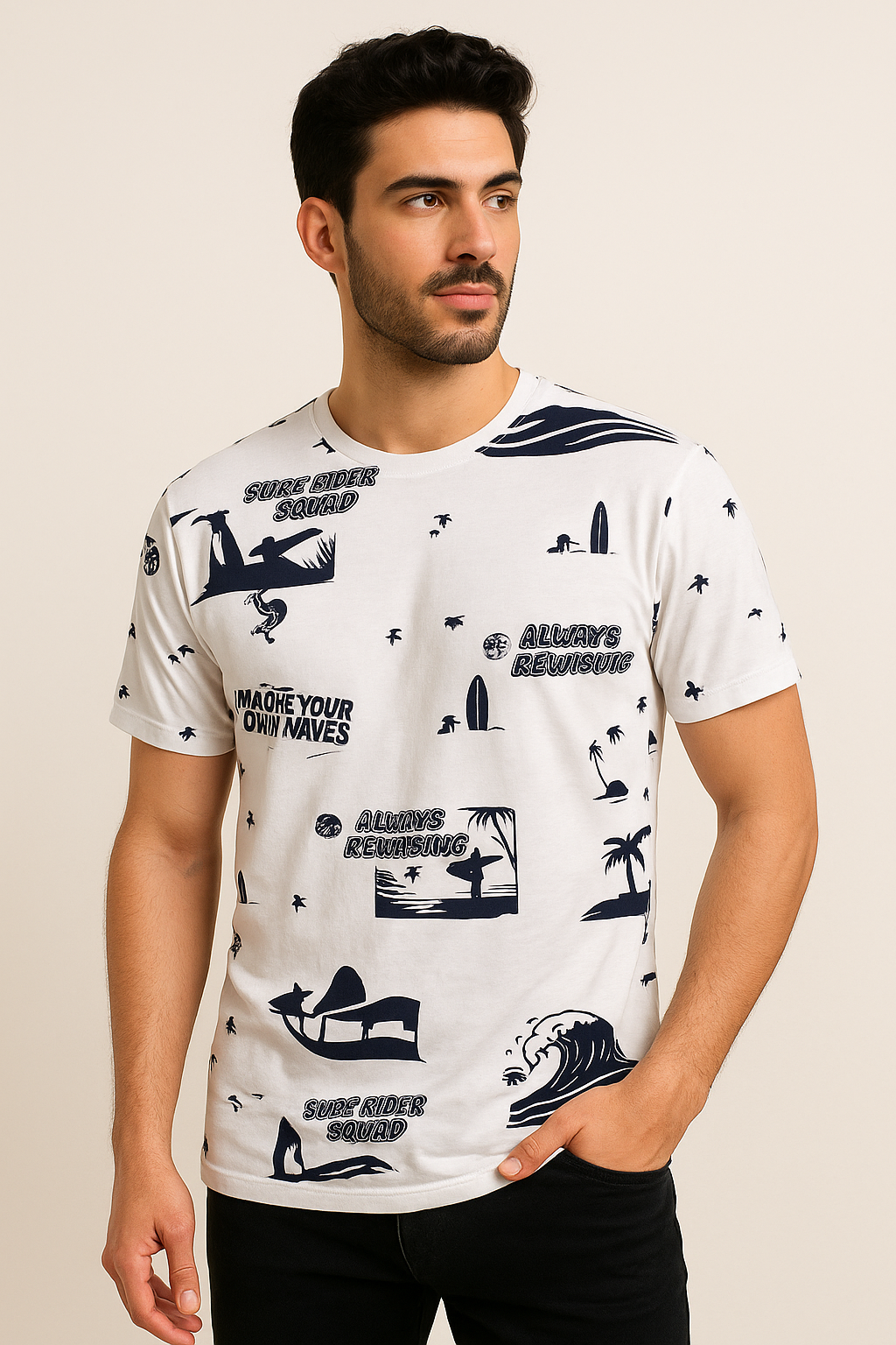 Surf Rider Graphic White T-Shirt