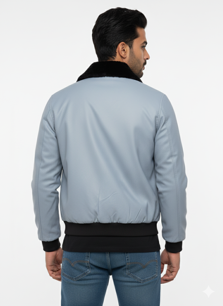 Cotton Fur Jacket - Powder Blue