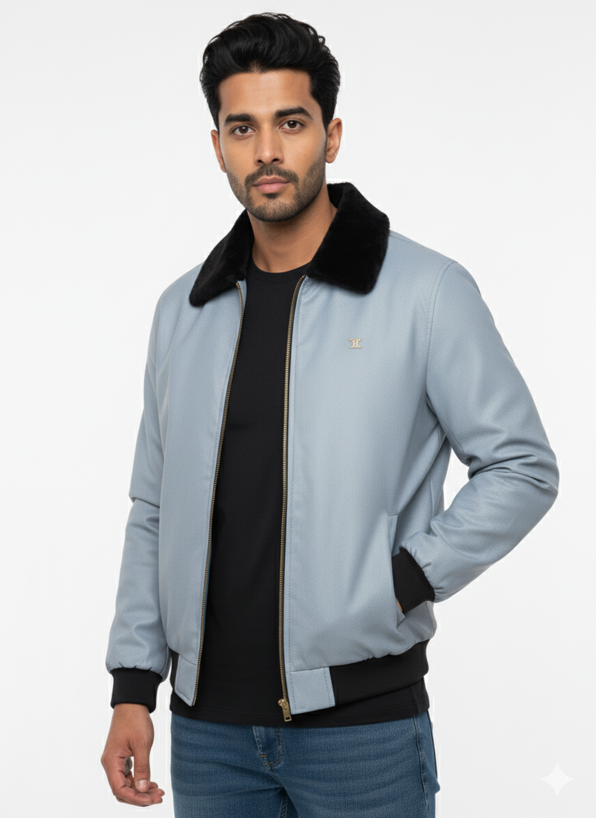 Cotton Fur Jacket - Powder Blue