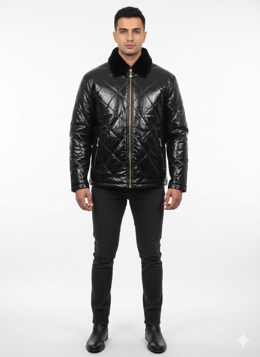 Black Bomber With Collar Furr