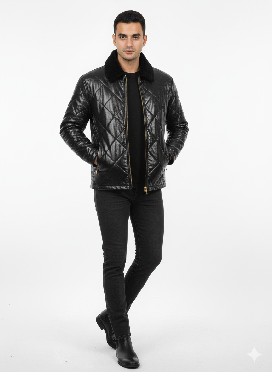 Black Bomber With Collar Furr