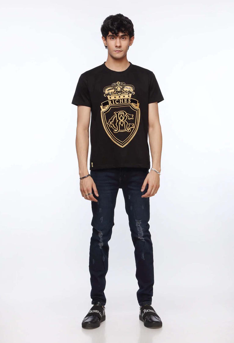 Black Slim Fit Shirt for Men | Embroidery Logo | Revolve