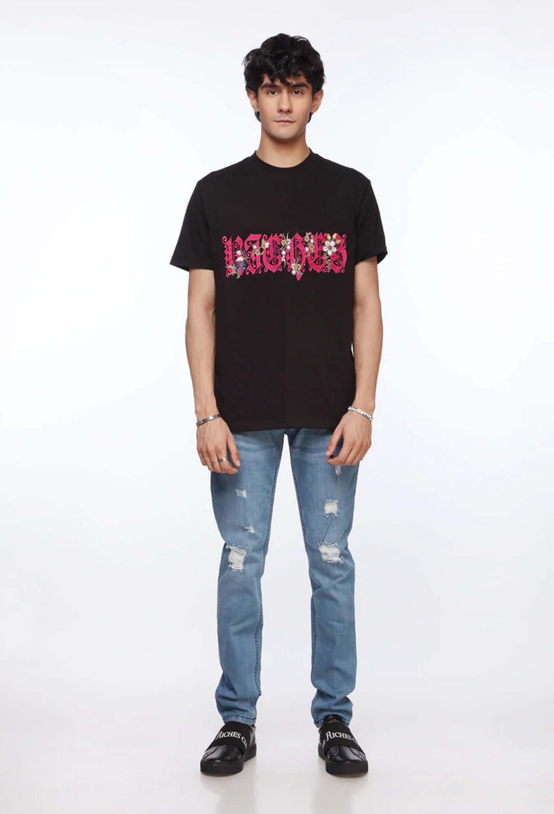 Black Oversized Shirt for Men | Pink Riches Logo | Revolve
