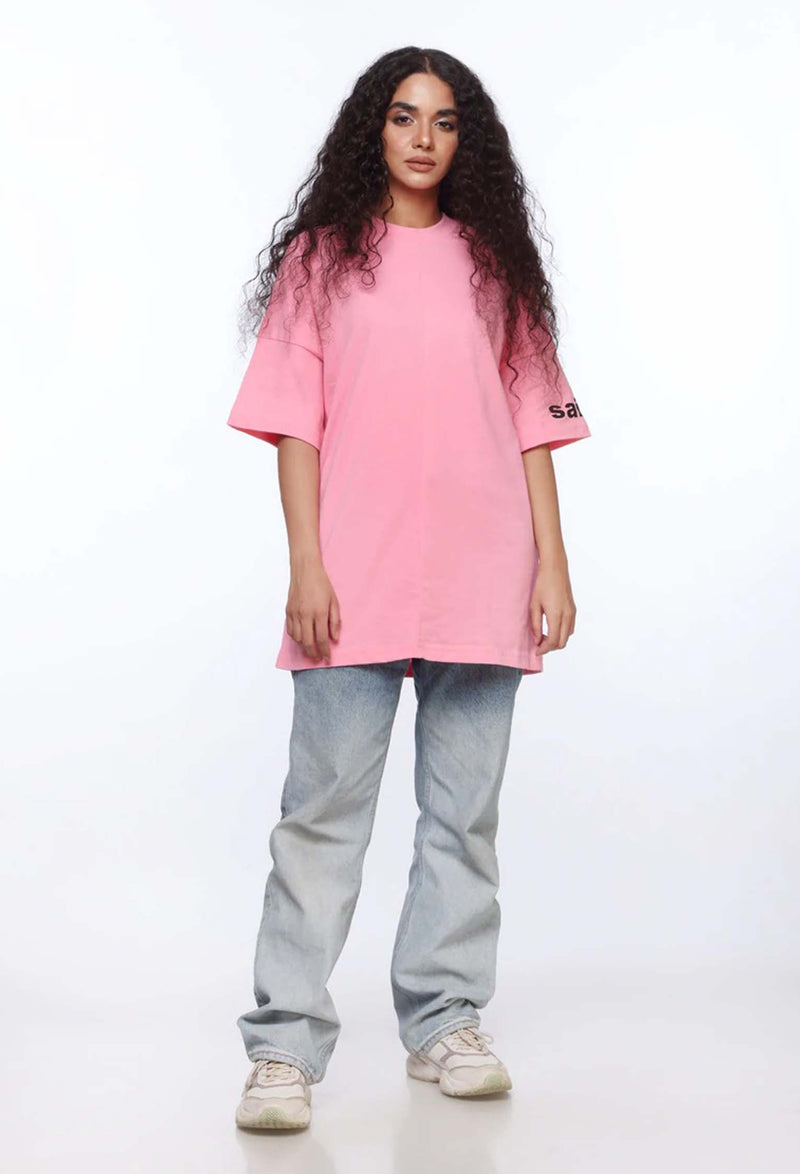 Pink Oversized Shirt for Women | "Maximum" Back Print | Revolve