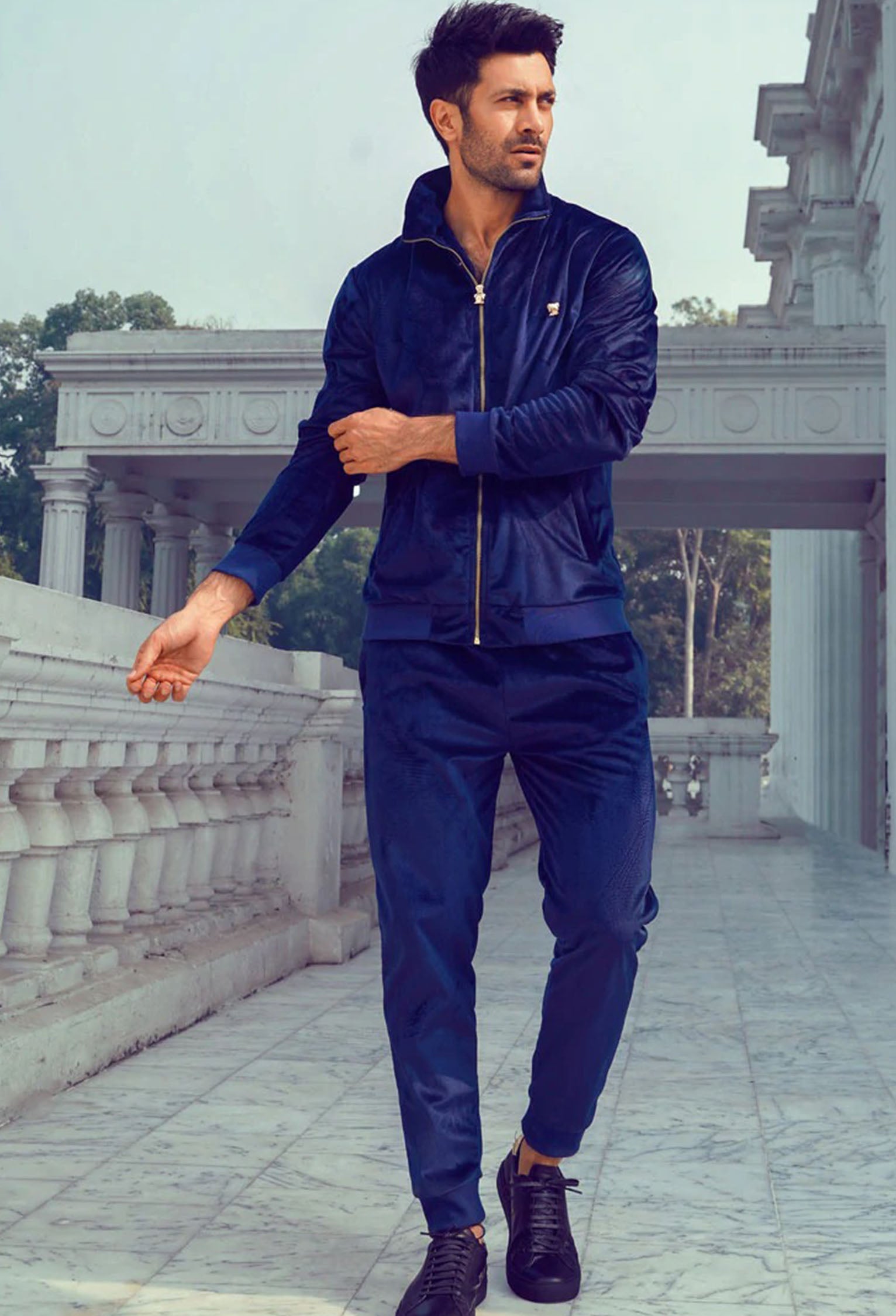 Velour tracksuit navy sale