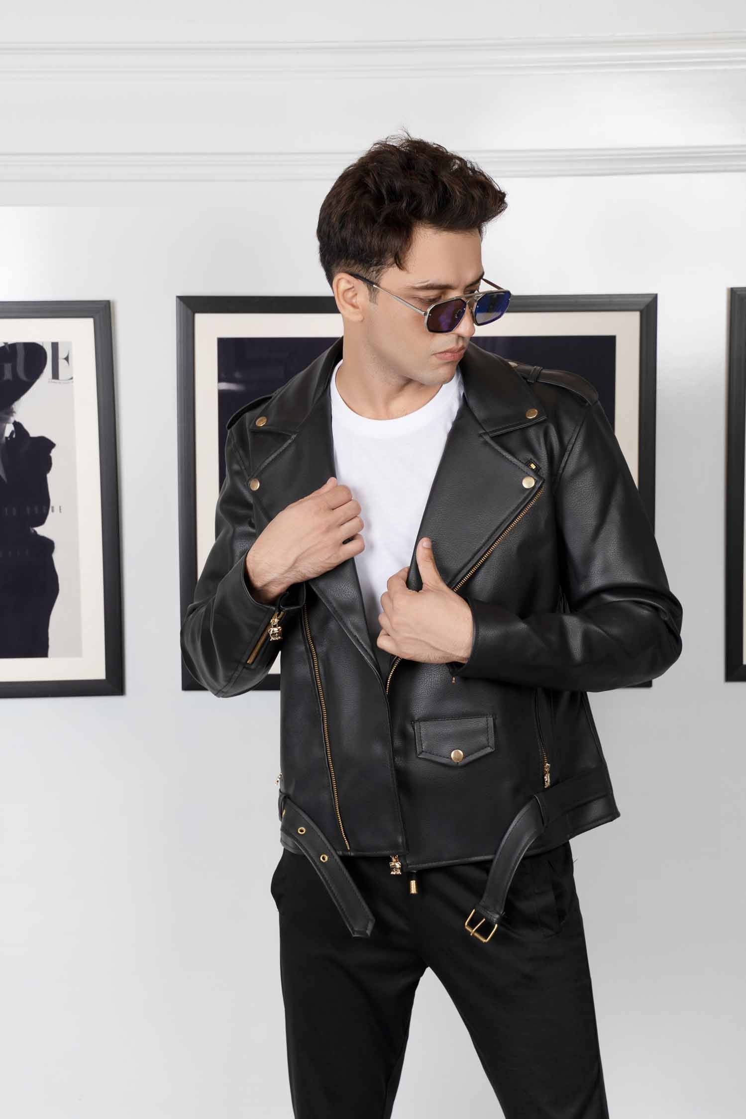 Black Biker Jacket - D29