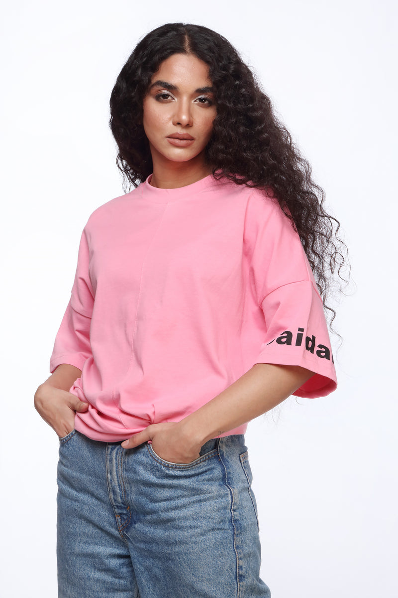 Pink Oversized Shirt for Women | "Maximum" Back Print | Revolve