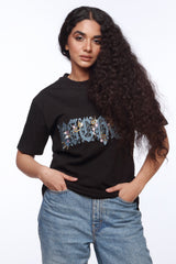 Black Oversized Shirt for Women | Blue Riches Logo | Revolve