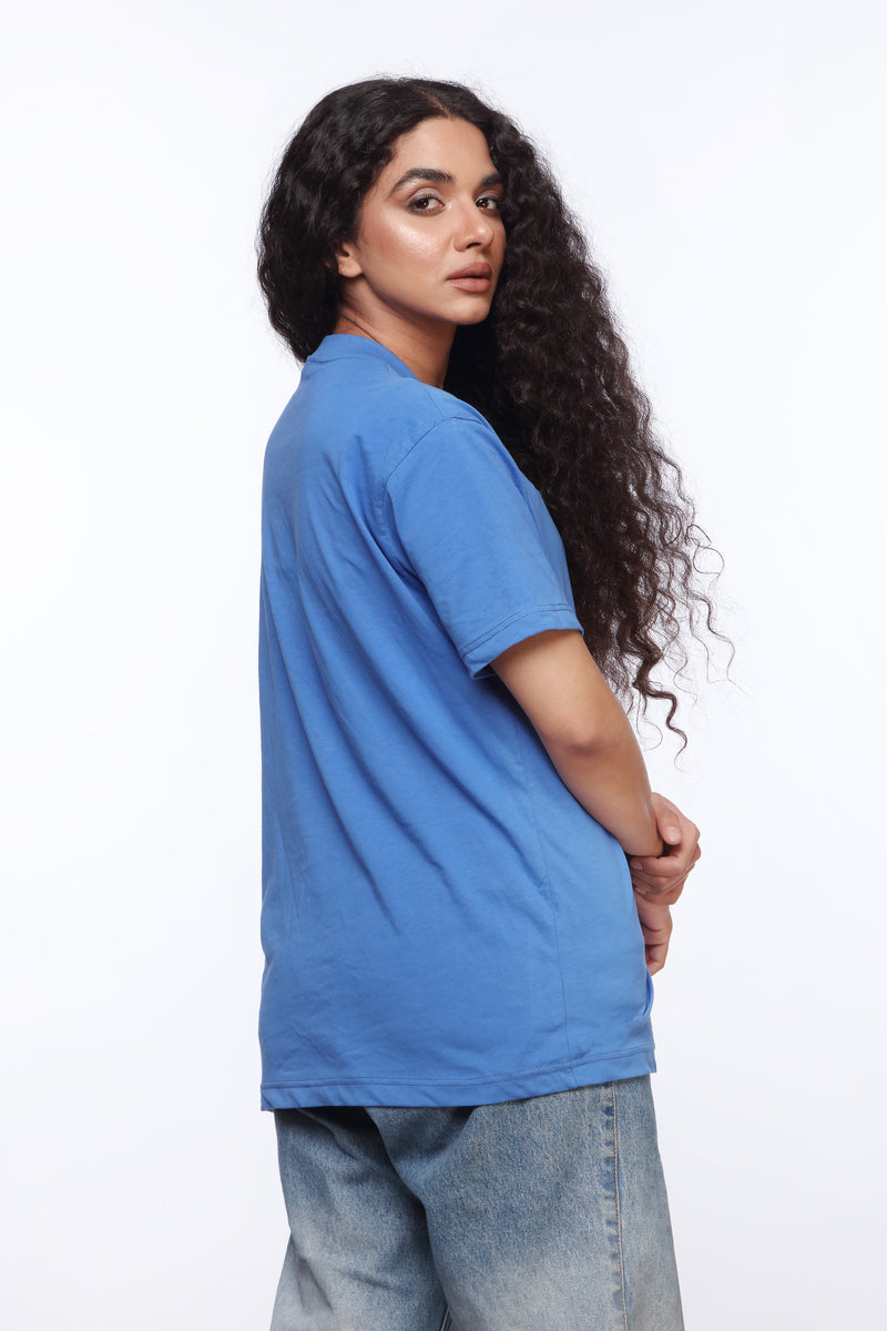 Blue Oversized Shirt for Women | Diamanté Riches Print | Revolve
