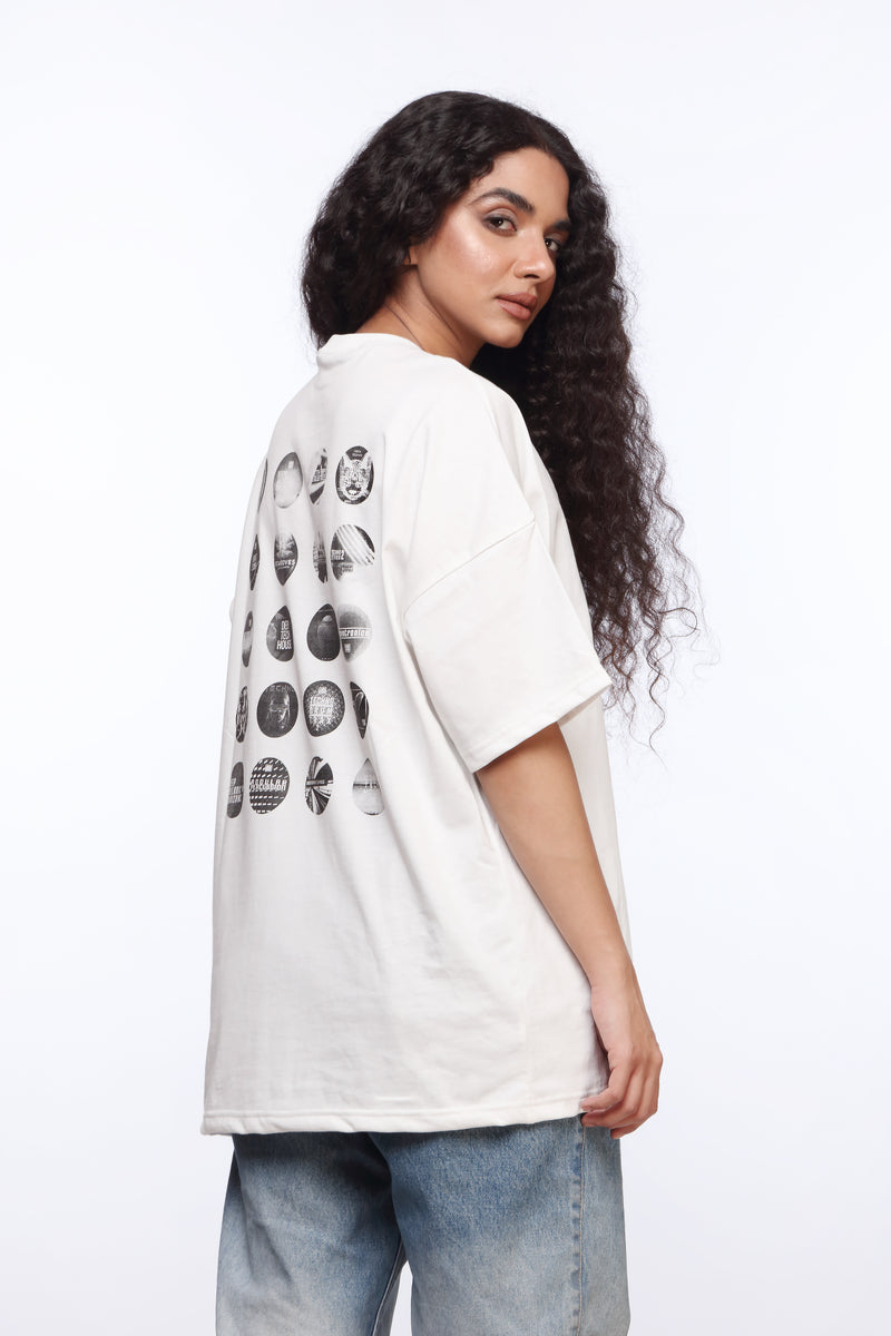 White Oversized Shirt for Women | "EDM" Print | Revolve