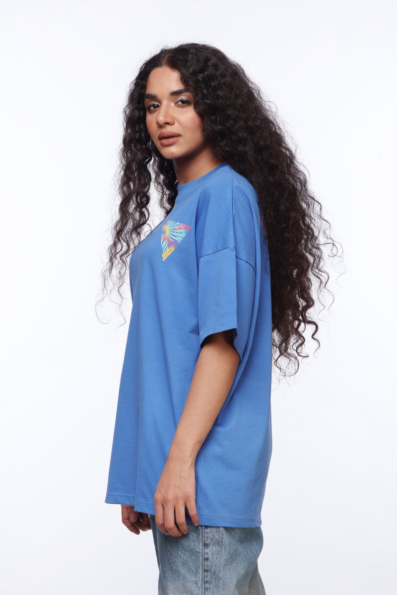 Blue Oversized Shirt for Women | Triloop Print | Revolve