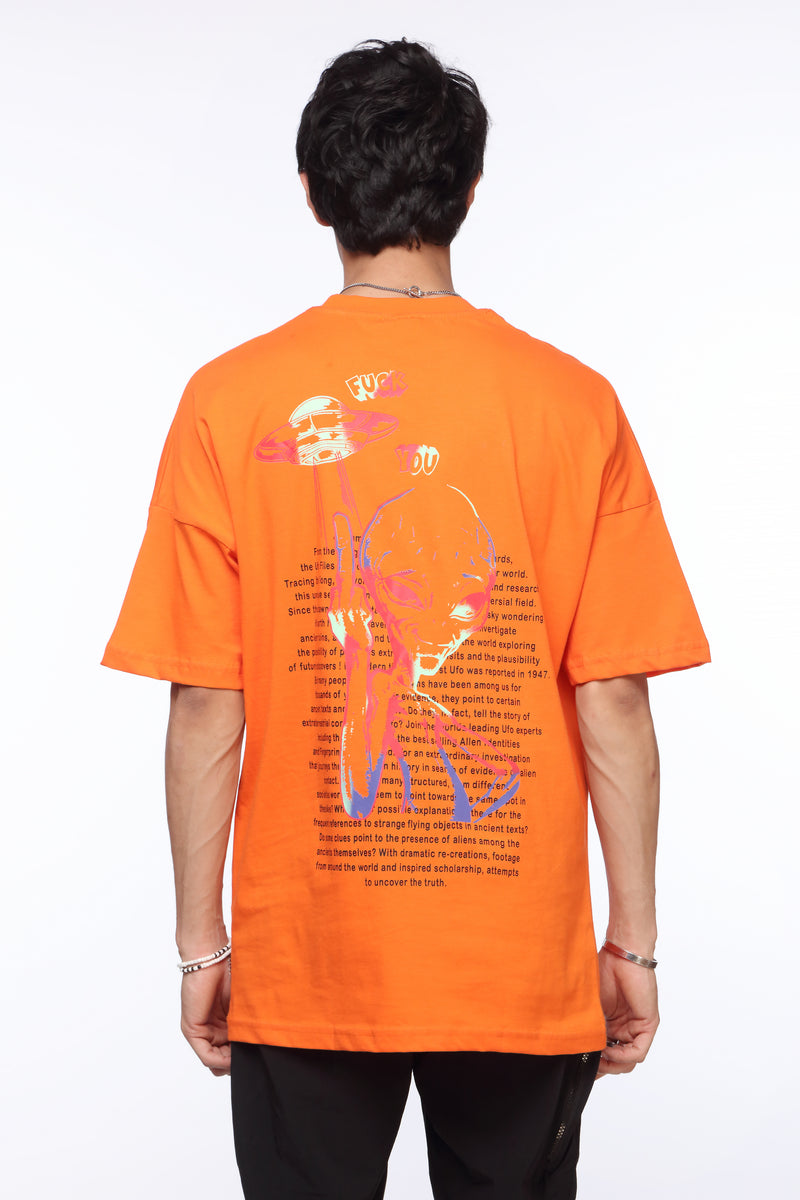 Orange Oversized Shirt for Men | "Alien" Back Print | Revolve