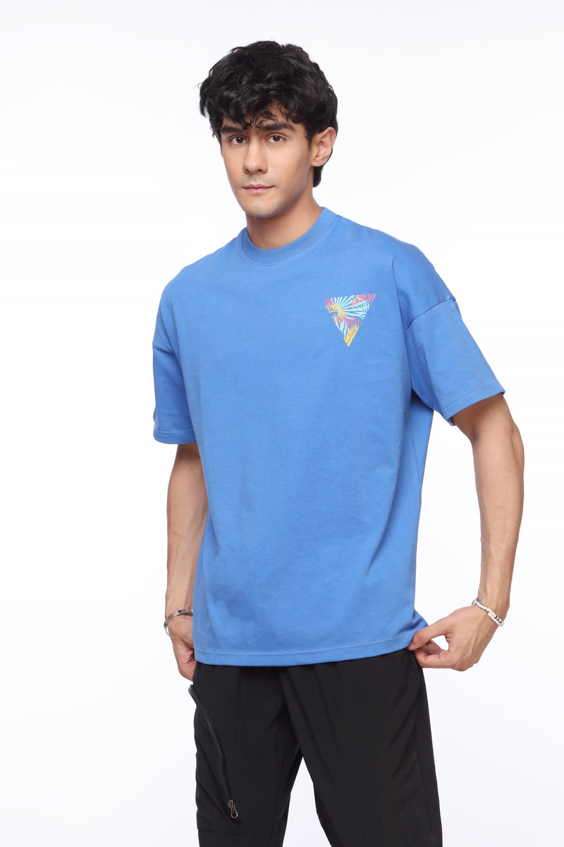 Blue Oversized Shirt for Men | Triloop Print | Revolve