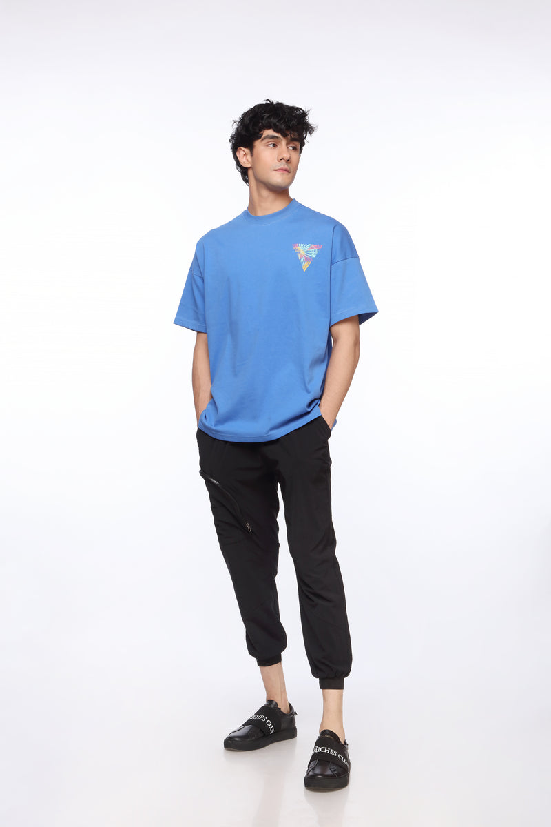 Blue Oversized Shirt for Men | Triloop Print | Revolve