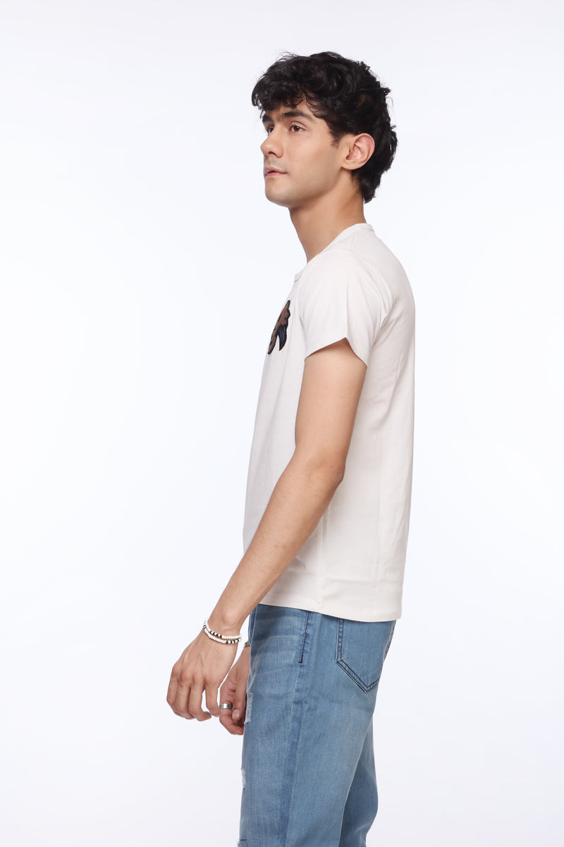 White Slim Fit Shirt for Men | Patchwork | Revolve