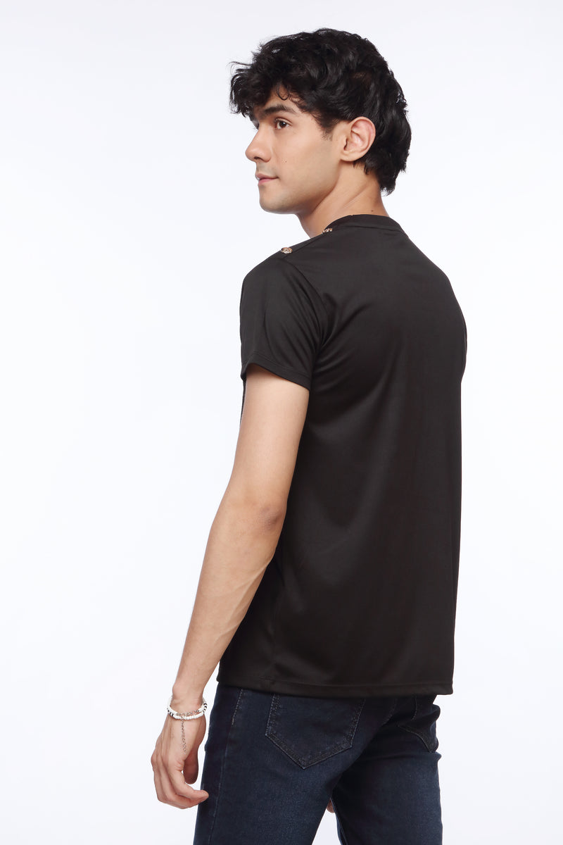 Black Slim Fit Shirt for Men | Embossed Logo | Revolve