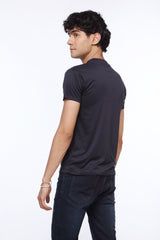 Black Slim Fit Shirt for Men | Shinny Print | Revolve