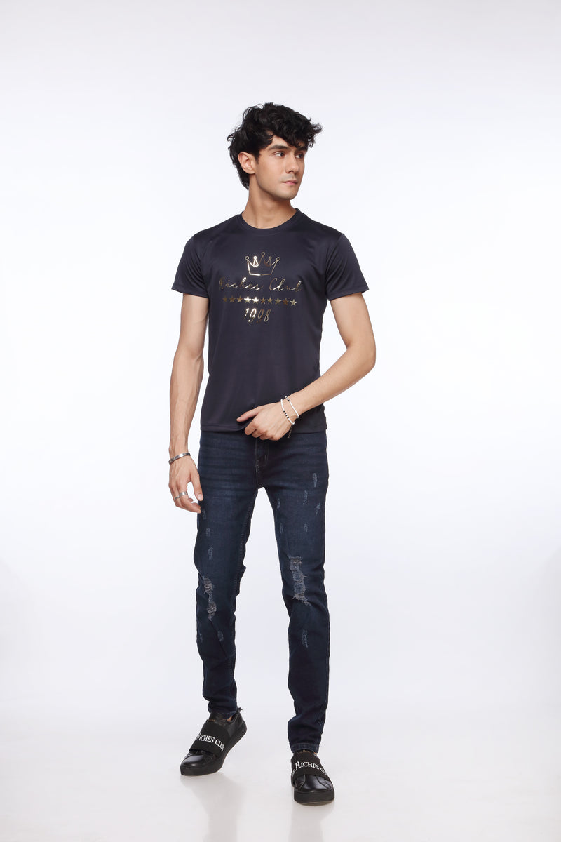Black Slim Fit Shirt for Men | Shinny Print | Revolve