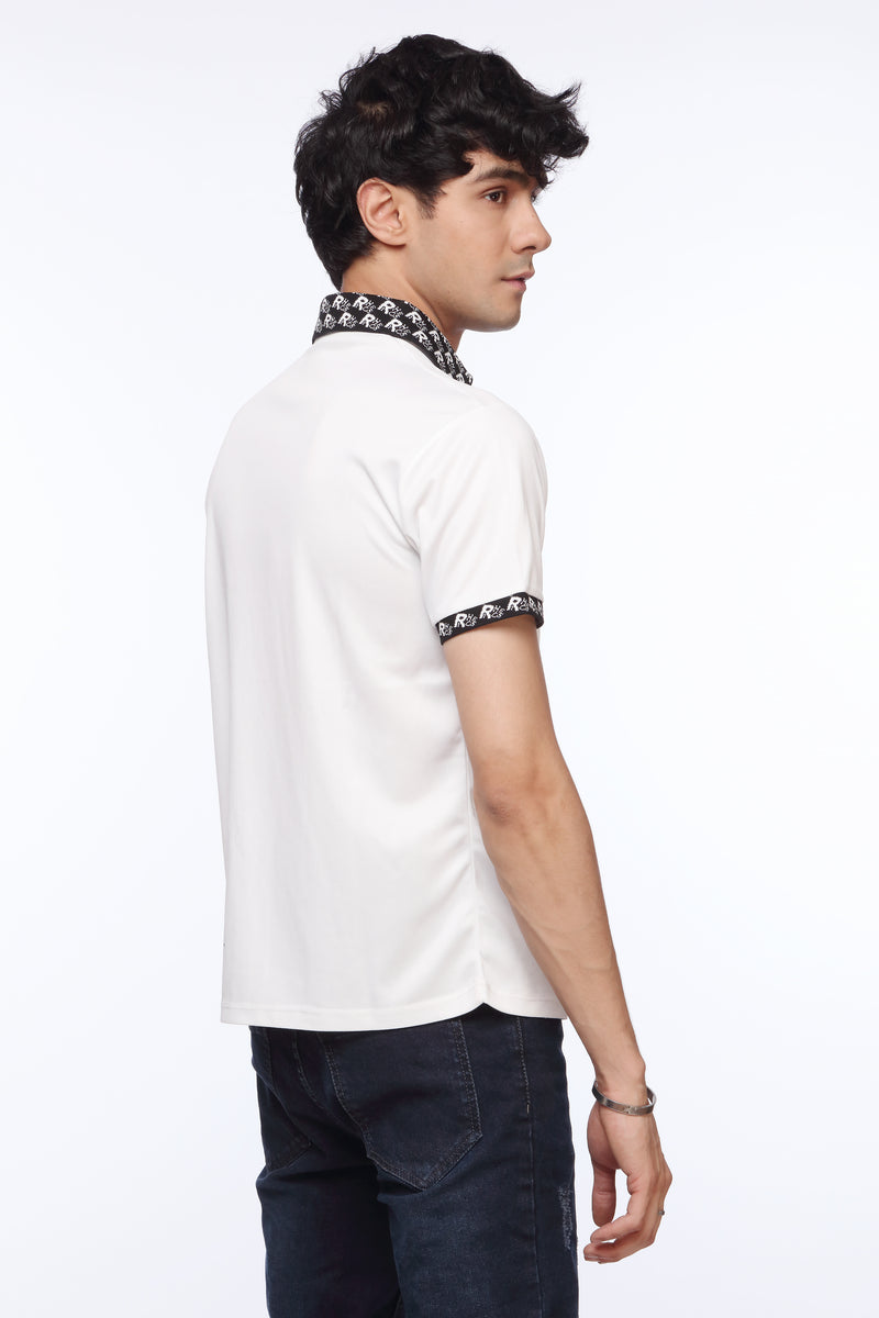 White Polo Shirt for Men | Printed Collar | Revolve