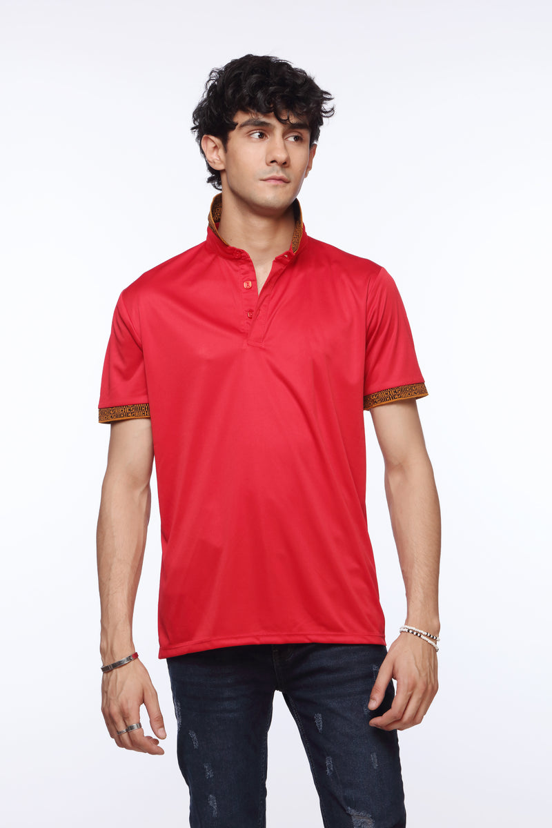 Red Polo Shirt for Men | Printed Collar | Revolve