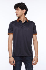 Navy Blue Polo Shirt for Men | Printed Collar | Revolve
