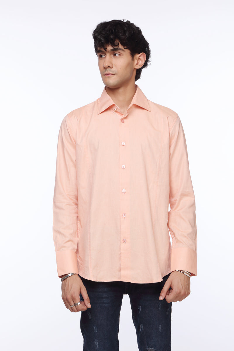 Peach Plain Dress Shirt for Men | Revolve