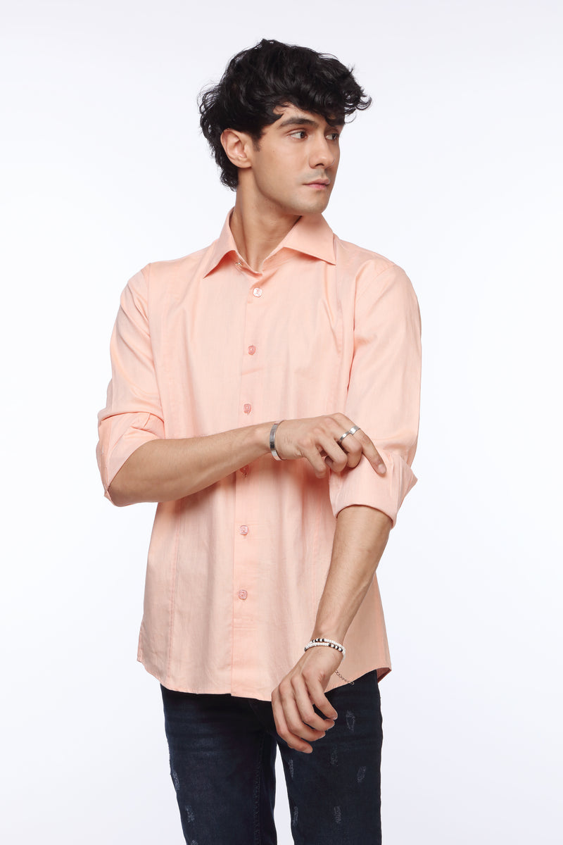 Peach Plain Dress Shirt for Men | Revolve